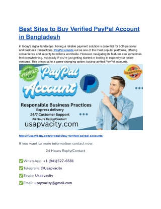 Best Sites to Buy Verified PayPal Account in Bangladesh