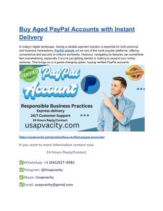 Buy Aged PayPal Accounts with Instant Delivery