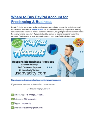 Where to Buy PayPal Account for Freelancing & Business