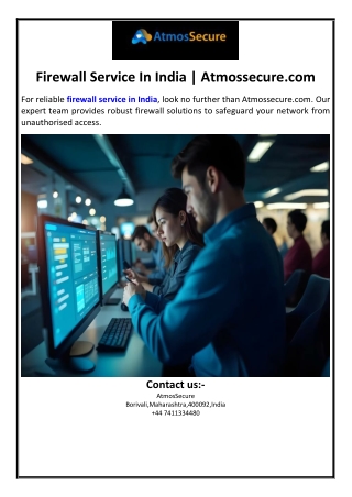 Firewall Service In India | Atmossecure.com