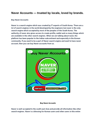 Naver Accounts — trusted by locals, loved by brands.