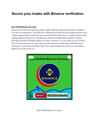 Secure your trades with Binance verification.