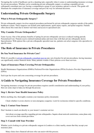 A Guide to Navigating Insurance Coverage for Private Procedures
