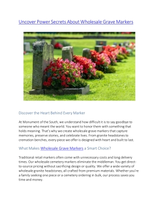 Uncover 7 Power Secrets About Wholesale Grave Markers