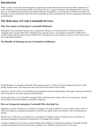 How to manage Lock and Vital Emergencies with an area Melbourne Locksmith