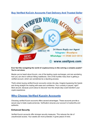 Buy Verified KuCoin Accounts Fast Delivery And Trusted Seller