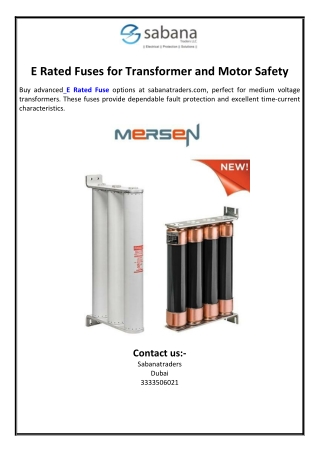 E Rated Fuses for Transformer and Motor Safety