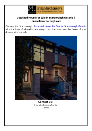 Detached House For Sale In Scarborough Ontario | Irinasellsscarborough.com