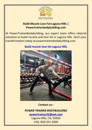 Build Muscle Lose Fat Laguna Hills  Powertrainerbodybuilding.com