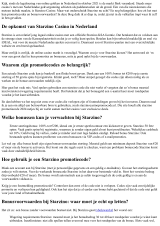 Wat zijn de bonusvoorwaarden bij Starzino?