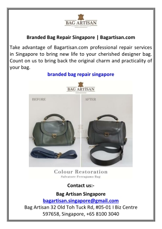 Branded Bag Repair Singapore  Bagartisan.com