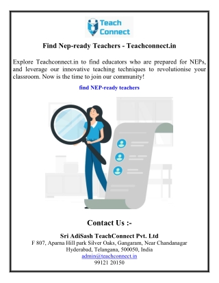 Find Nep-ready Teachers - Teachconnect.in