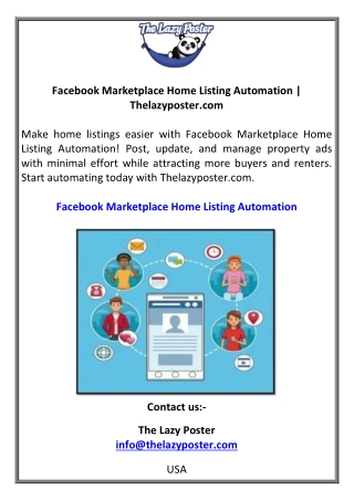 Facebook Marketplace Home Listing Automation  Thelazyposter.com