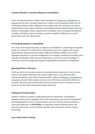 Common Mistakes to Avoid in Shipment Consolidation
