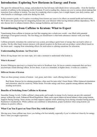 Transitioning from Caffeine to Kratom: What to Expect