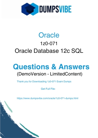 Master Oracle Database SQL with the 1Z0-071 Exam