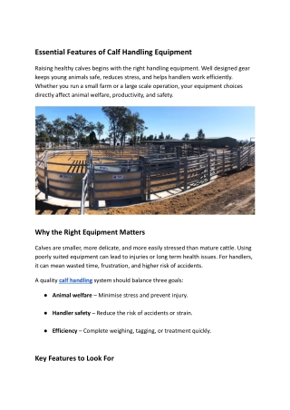 Essential Features of Calf Handling Equipment