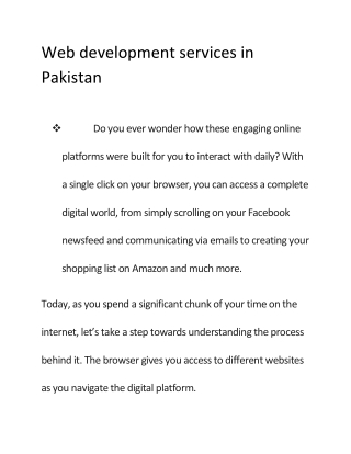 _Web development services in Pakistan