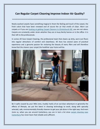 Can Regular Carpet Cleaning Improve Indoor Air Quality?
