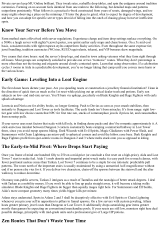 Best Spots to Farm on MU Online Private Servers