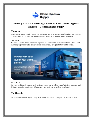 Sourcing And Manufacturing Partner &  End-To-End Logistics Solutions -  Global Dynamic Supply
