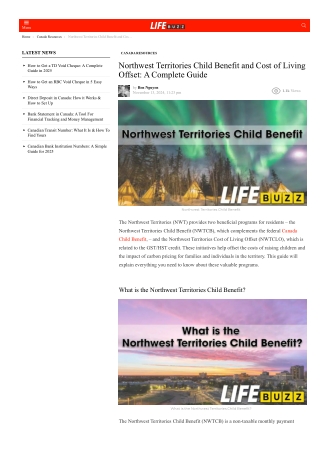 LifeBuzz Planning: Northwest Territories Child Benefit