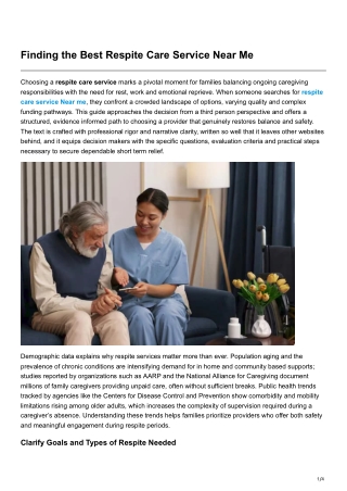 Finding the Best Respite Care Service Near Me