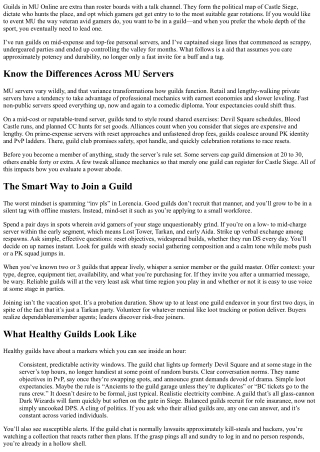 How to Join and Lead a Guild on MU Servers