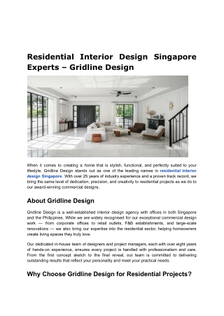 residential interior design Singapore