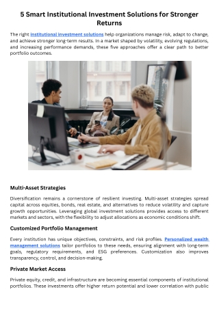 5 Smart Institutional Investment Solutions for Stronger Returns
