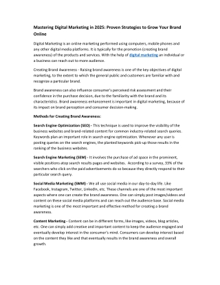Mastering Digital Marketing in 2025: Proven Strategies to Grow Your Brand Online