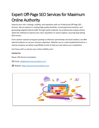 Expert Off-Page SEO Services for Maximum Online Authority