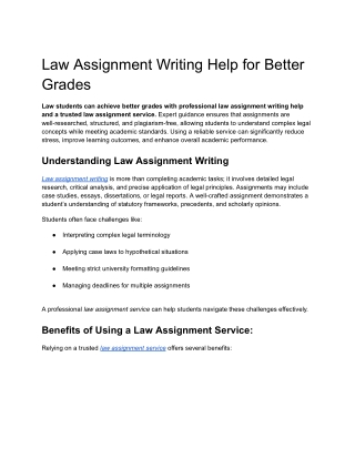 Law Assignment Writing Help for Better Grades