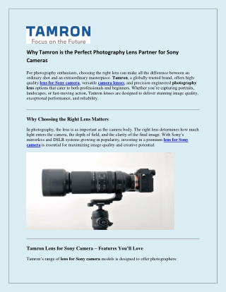 Why Tamron is the Perfect Photography Lens Partner for Sony Cameras