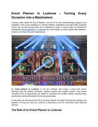 Event Planner in Lucknow – Turning Every Occasion into a Masterpiece