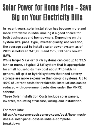 Solar Power for Home Price – Save Big on Your Electricity Bills