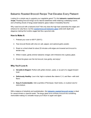 Balsamic Roasted Broccoli Recipe That Elevates Every Plateent