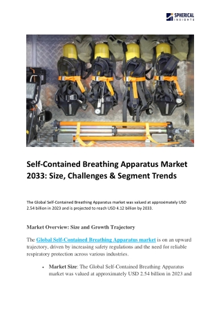 Self Contained Appratus Market