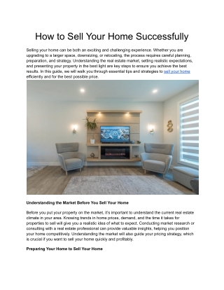 How to Sell Your Home Successfully