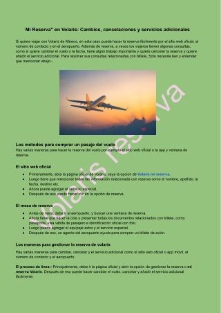 Mi Reserva" en Volaris: Cambios, cancelaciones y servicios adicionales