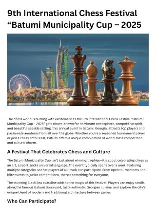 9th International Chess Festival “Batumi Municipality Cup – 2025