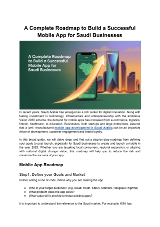 A Complete Roadmap to Build a Successful Mobile App for Saudi Businesses