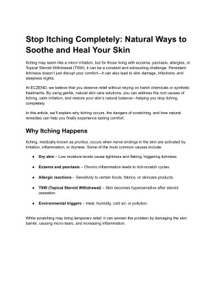 Stop Itching Completely: Natural Ways to Soothe and Heal Your Skin
