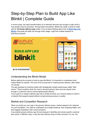 Step-by-Step Plan to Build App Like Blinkit _ Complete Guide