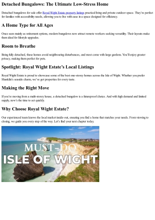 Explore Detached Bungalows for Sale in Tranquil UK Locations