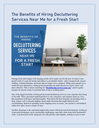 The Benefits of Hiring Decluttering Services Near Me for a Fresh Start