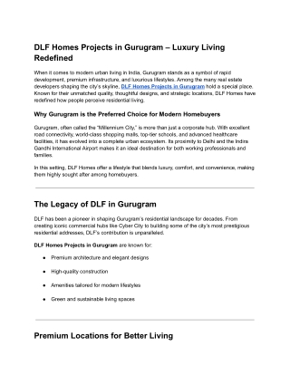 DLF Homes Projects in Gurugram – Luxury Living  Redefined