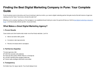 Finding the Best Digital Marketing Company in Pune Your Complete Guide