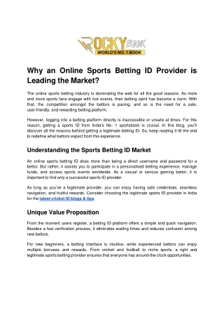 Why an Online Sports Betting ID Provider is Leading the Market?