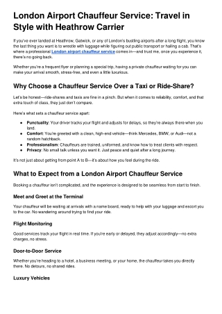 London Airport Chauffeur Service Travel in Style with Heathrow Carrier